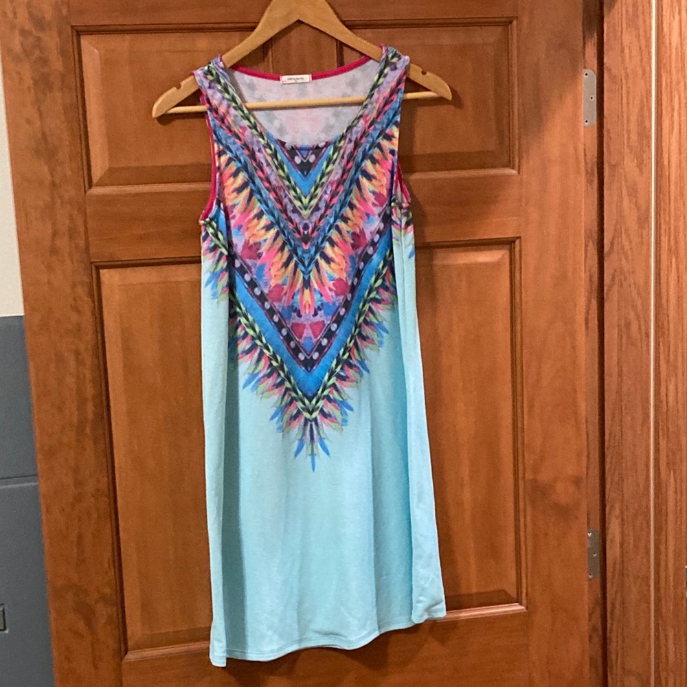 Neon Tribal Tank Dress-Size Medium